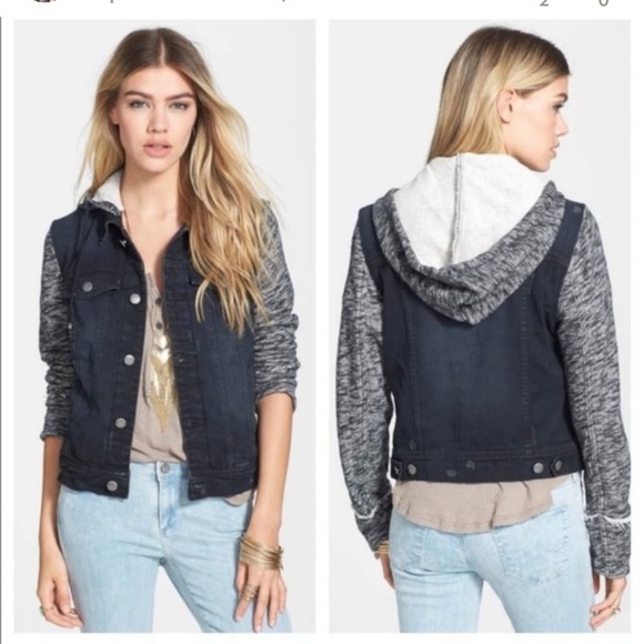 Jean Jacket With Sweatshirt Arms 
